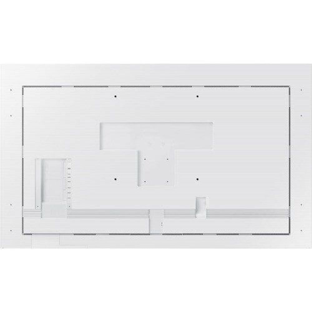 White Samsung 65" interactive display rear view with panel cutouts and mounting holes