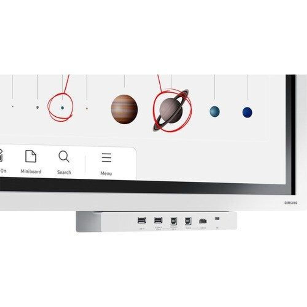 Samsung 65" interactive display bottom control area with ports and labels