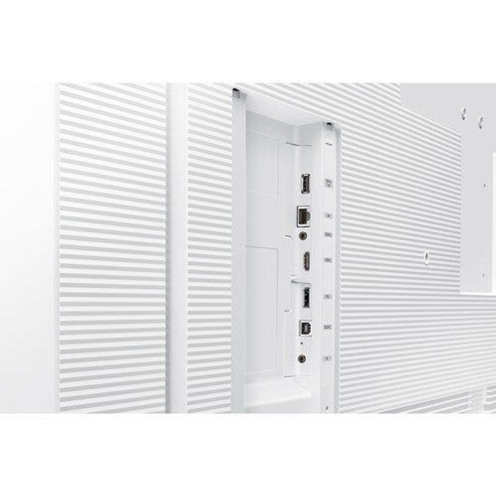 White interactive display back panel with built-in input ports