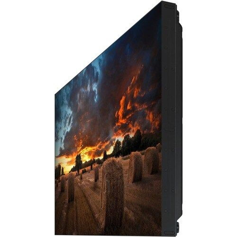Samsung 55-inch LCD video wall display, black narrow-bezel edge view with screen on