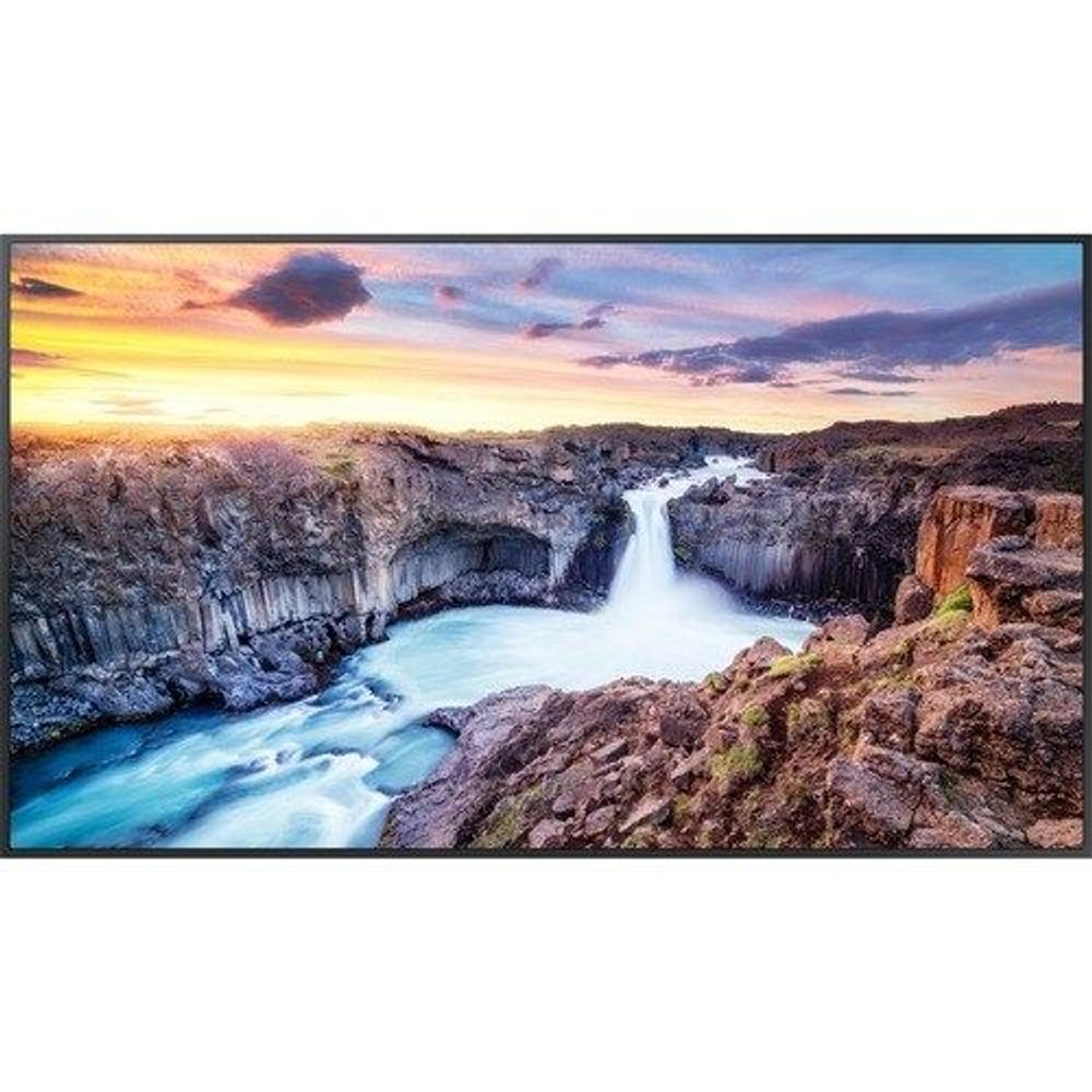 Samsung 50-inch QHB professional display front view showing waterfall landscape