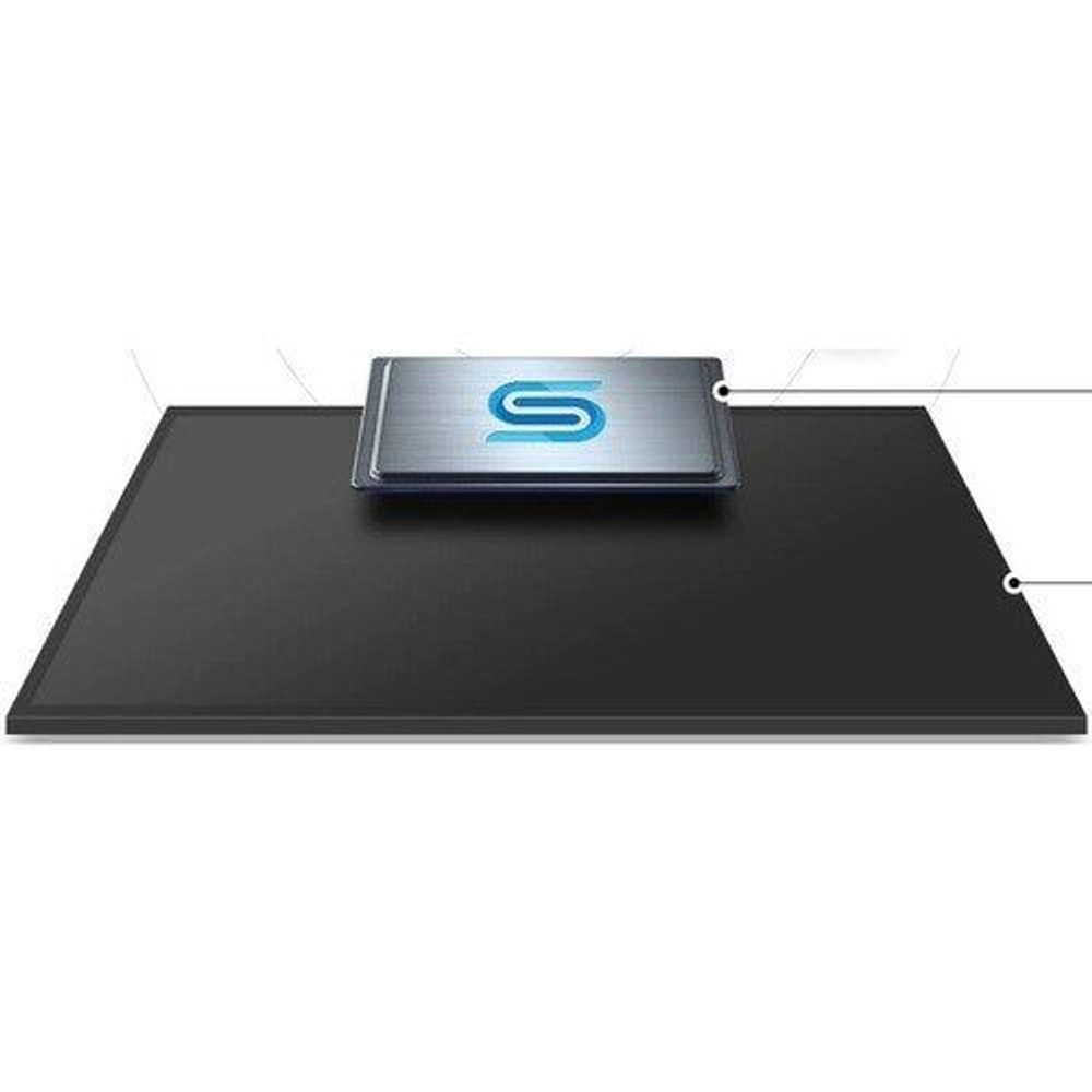 Professional LCD display with stand hardware and a blue “S” logo on base