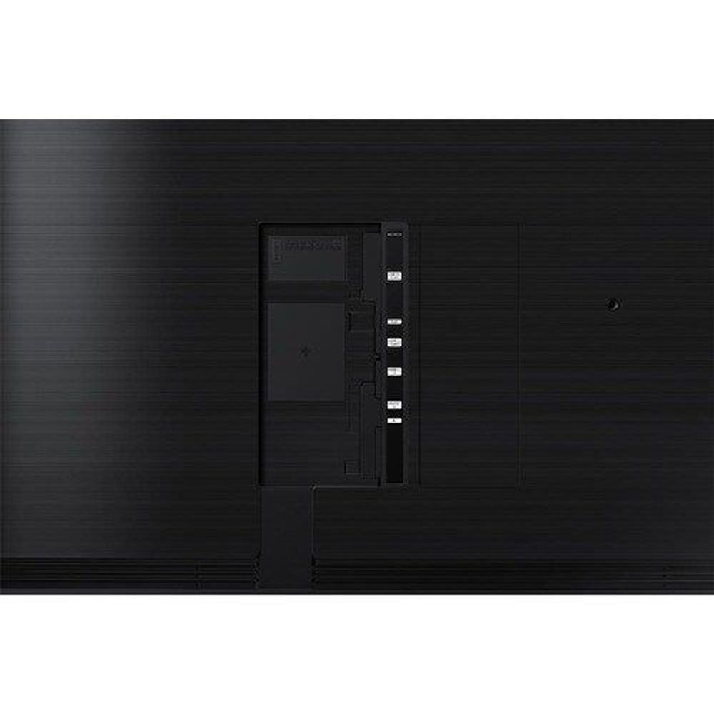 Digital signage display back panel with port area on dark casing