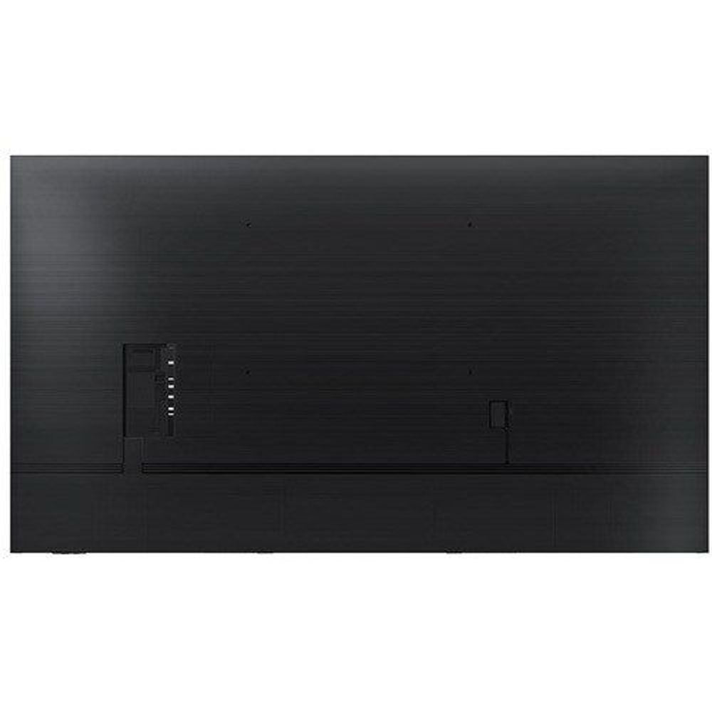 Digital signage display back view showing port panel on dark casing