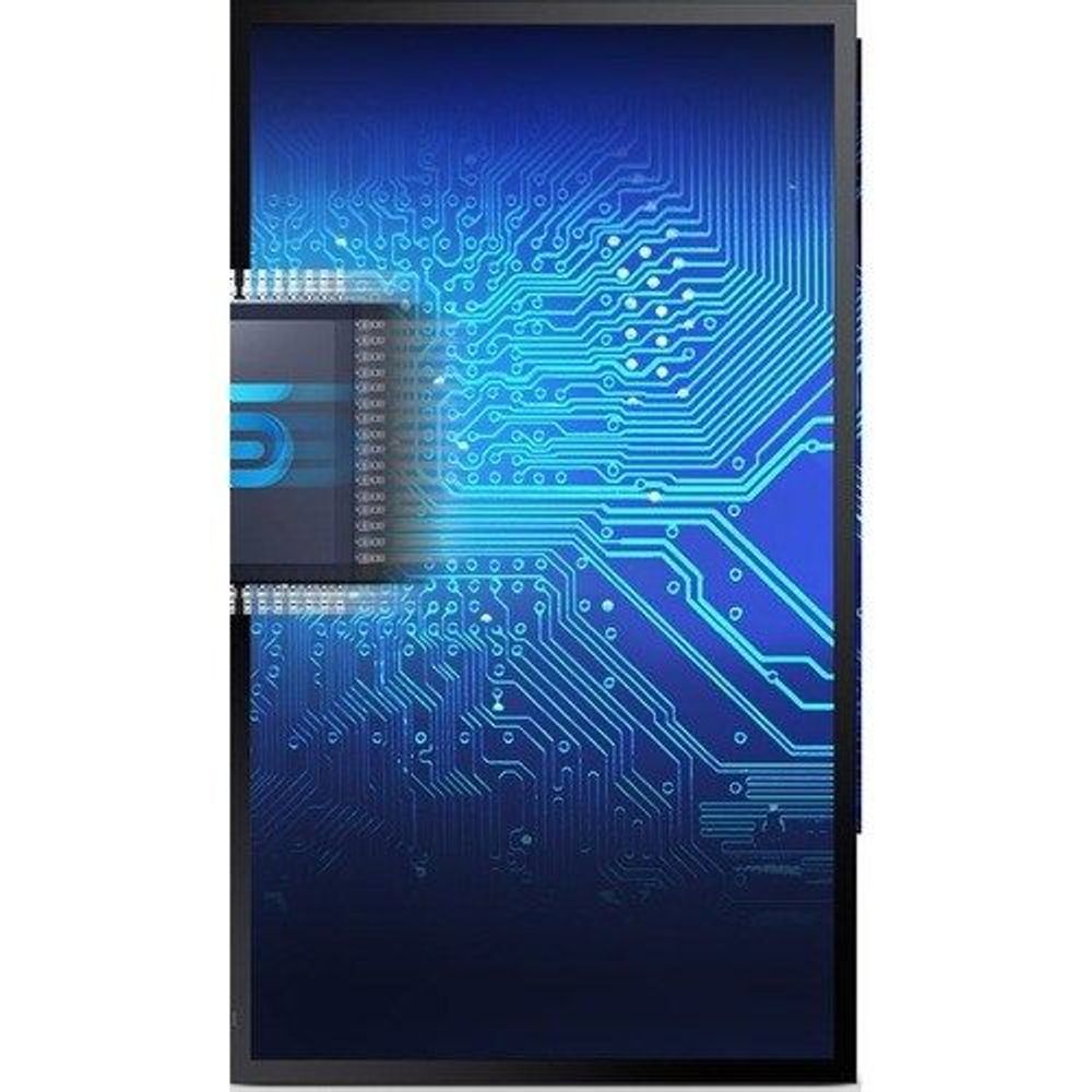 Samsung 75" outdoor LCD display with blue circuit pattern graphic