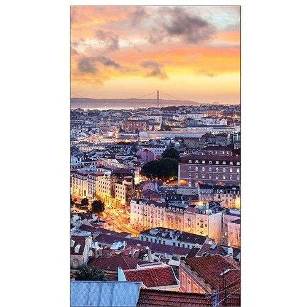 Samsung 55-inch digital signage LCD display with a city skyline photo