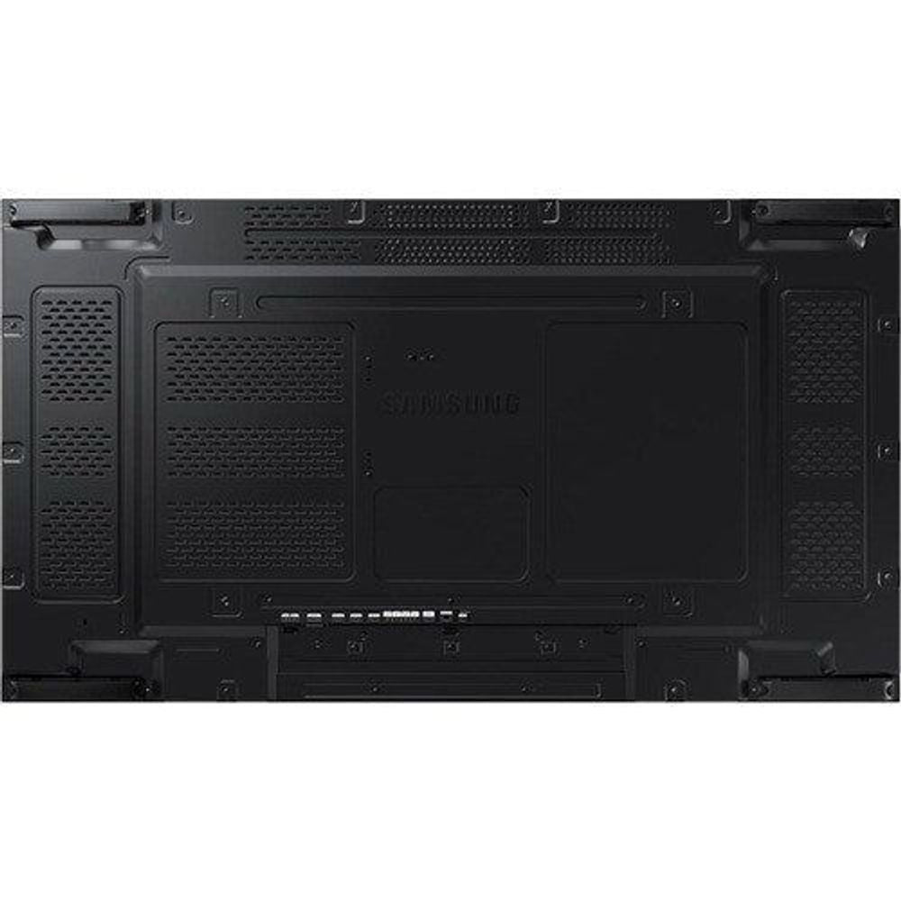 Samsung 55-inch digital signage LCD back panel view with vented sections and ports