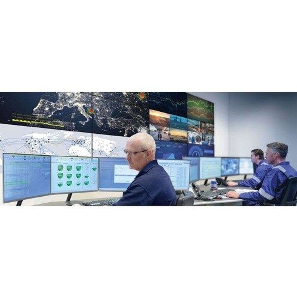 55-inch LCD digital signage display showing multiple maps and data screens