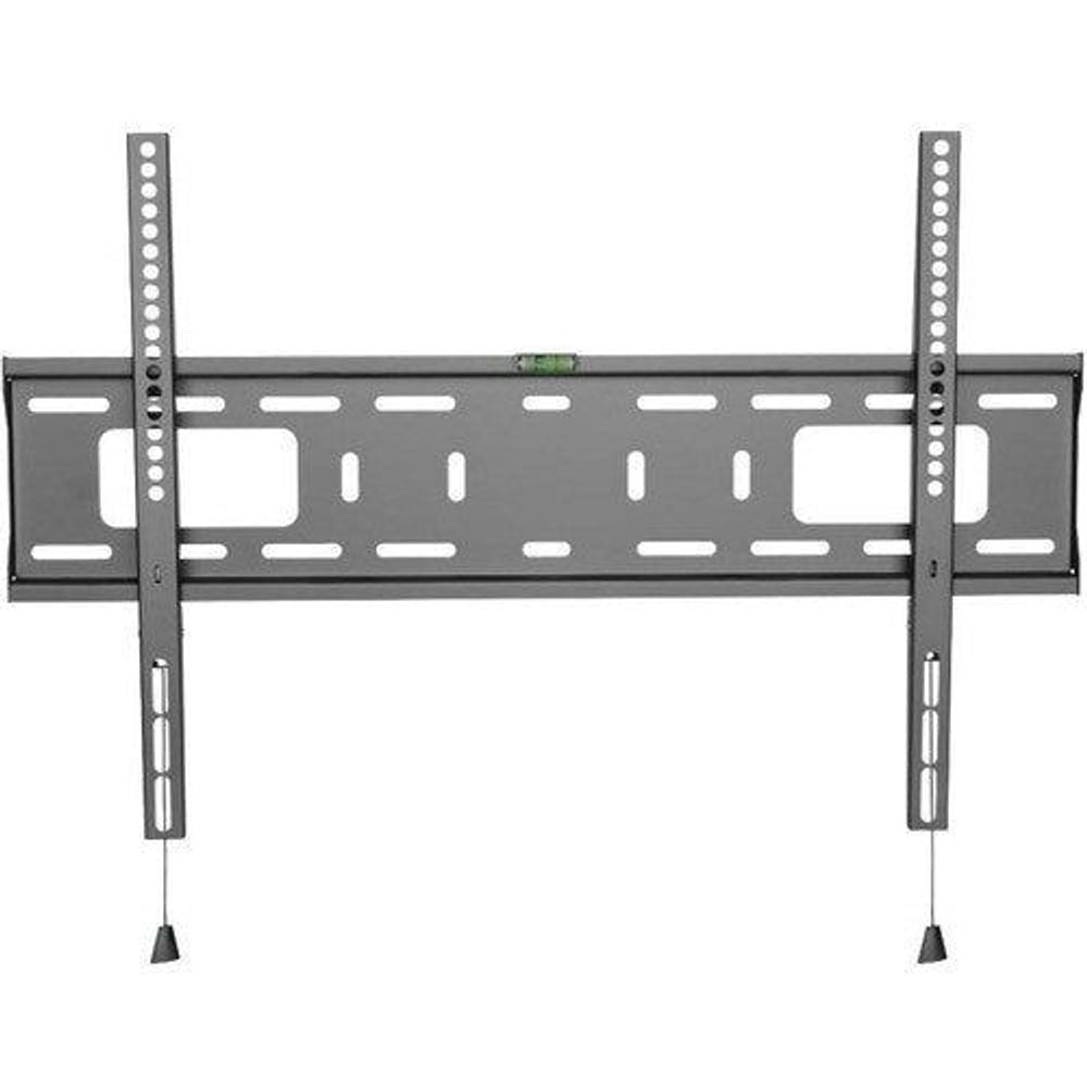 Dark gray wall-mount TV bracket with VESA rails, two vertical arms, and support brackets