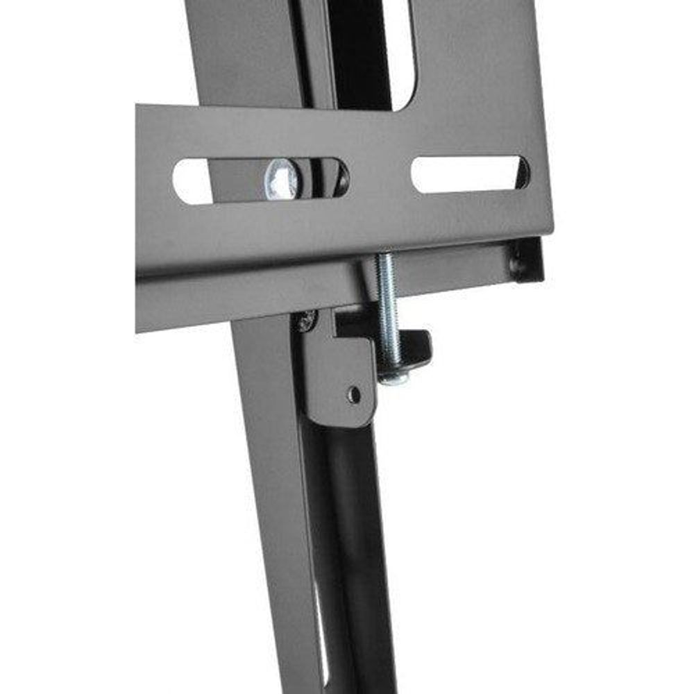 Atdec TV wall mount bracket, close-up of hinge and mounting hardware on frame