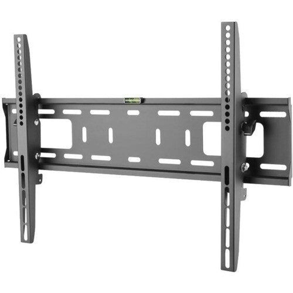 Atdec TV wall mount bracket, black steel rail and side arms with VESA holes