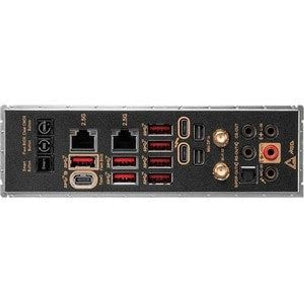 MSI MEG Z790 Ace motherboard rear I/O panel with USB, audio, and network ports