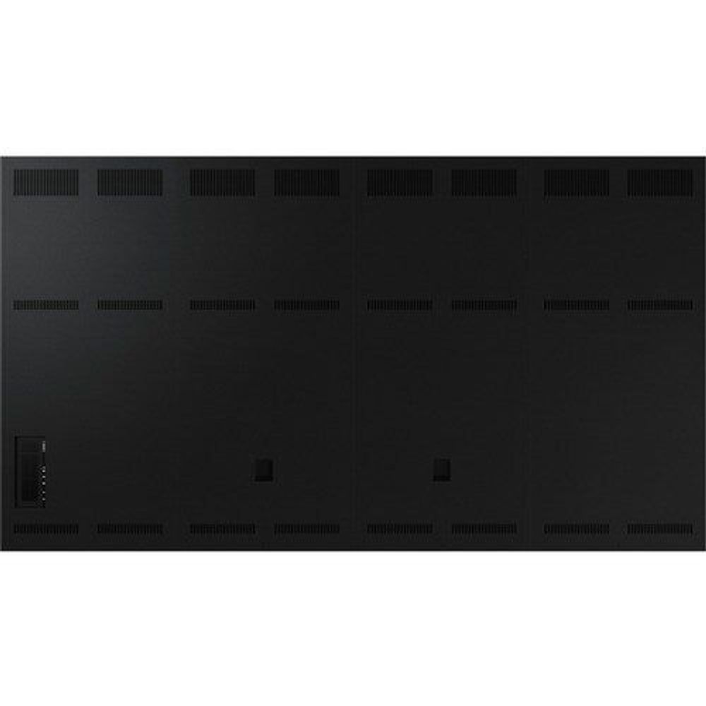 Digital signage display back panel with dark finish and vent grille