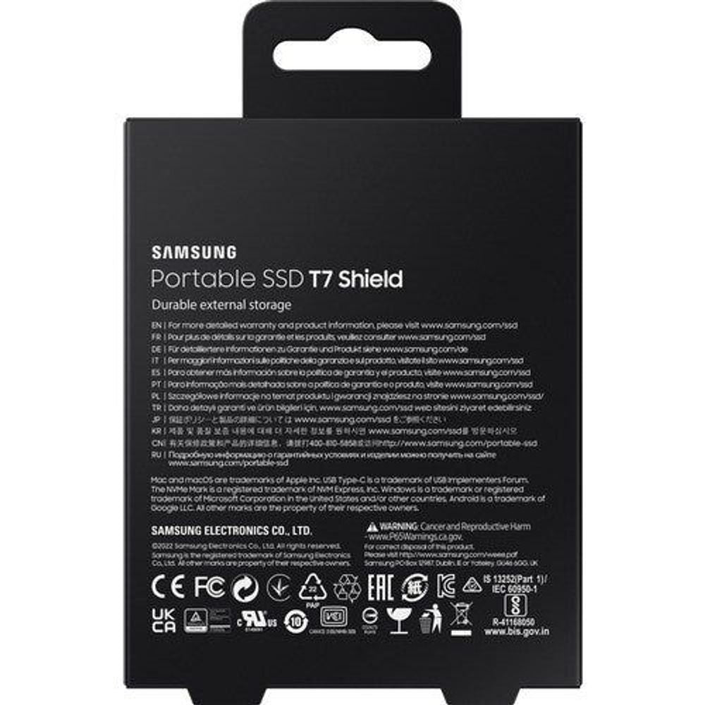 Samsung Portable SSD T7 Shield 4TB packaging back panel