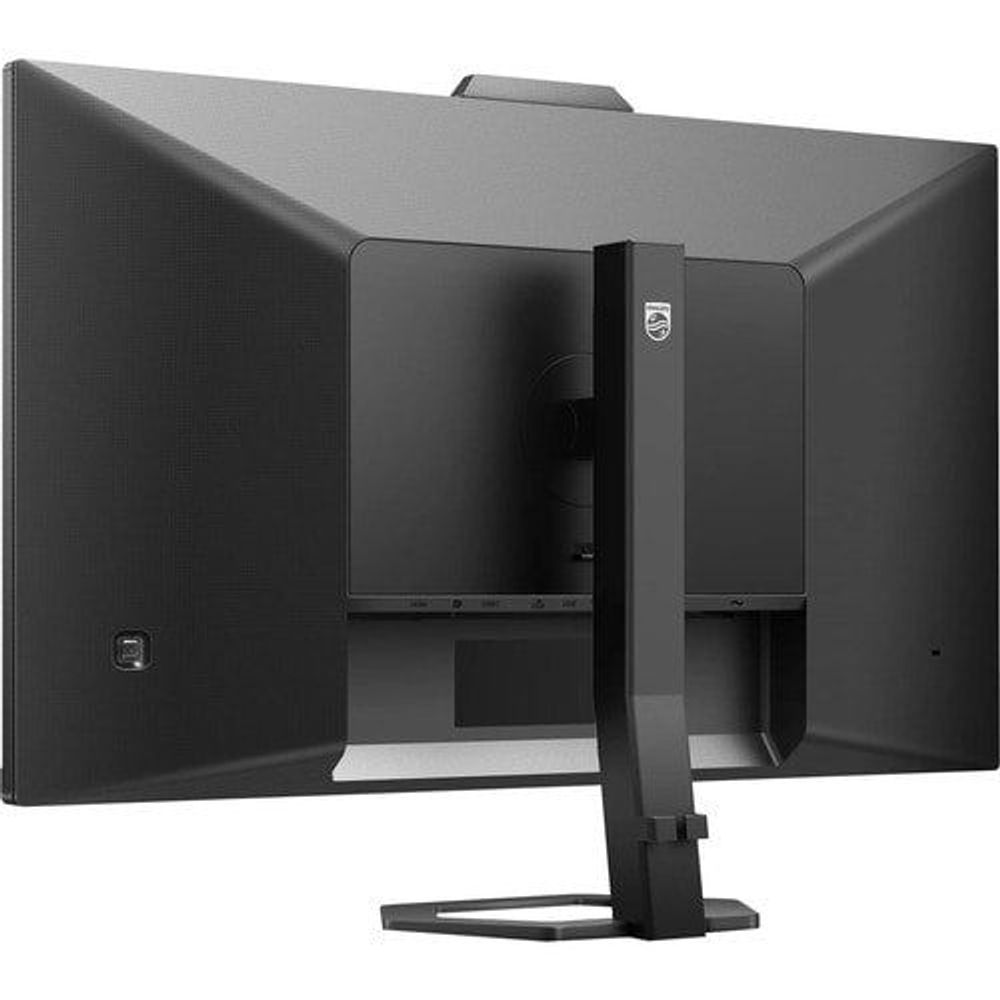 WQHD LCD monitor rear view with stand and textured black back panel