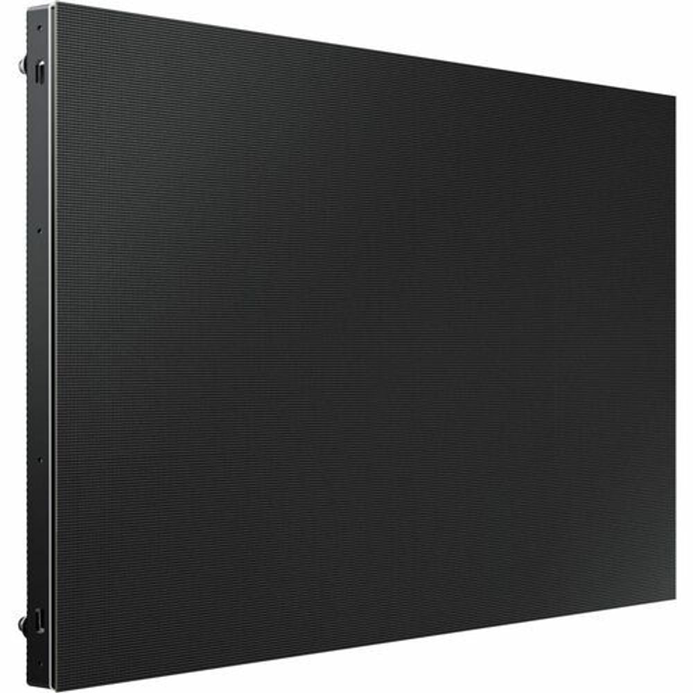 Wall-mounted digital signage LCD display, dark screen with thin metal frame