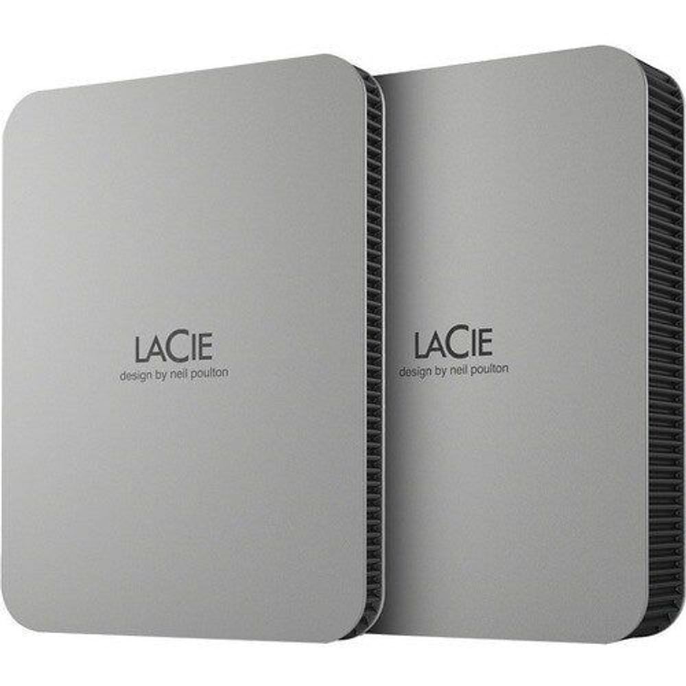 LaCie gray portable secure hard drive with ribbed side and LACIE logo