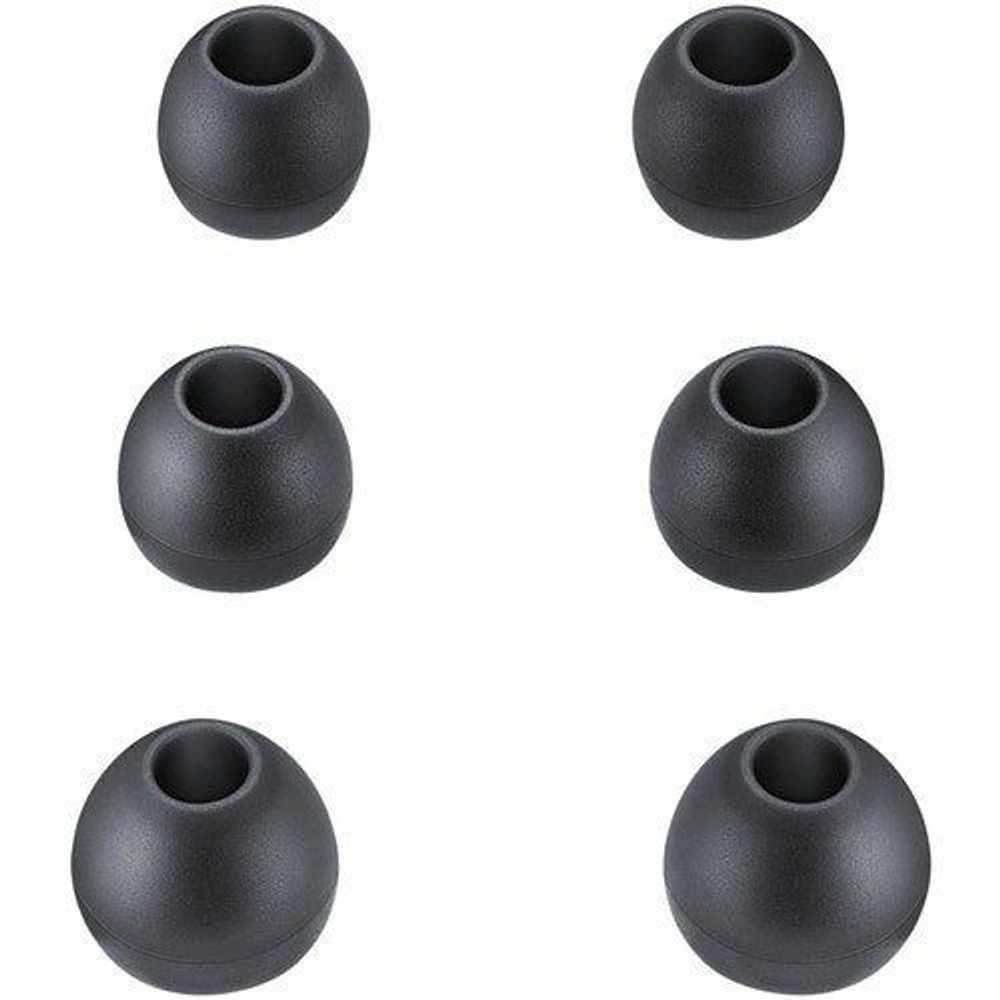 Black silicone earbud tips, multiple sizes for wired in-ear earphones
