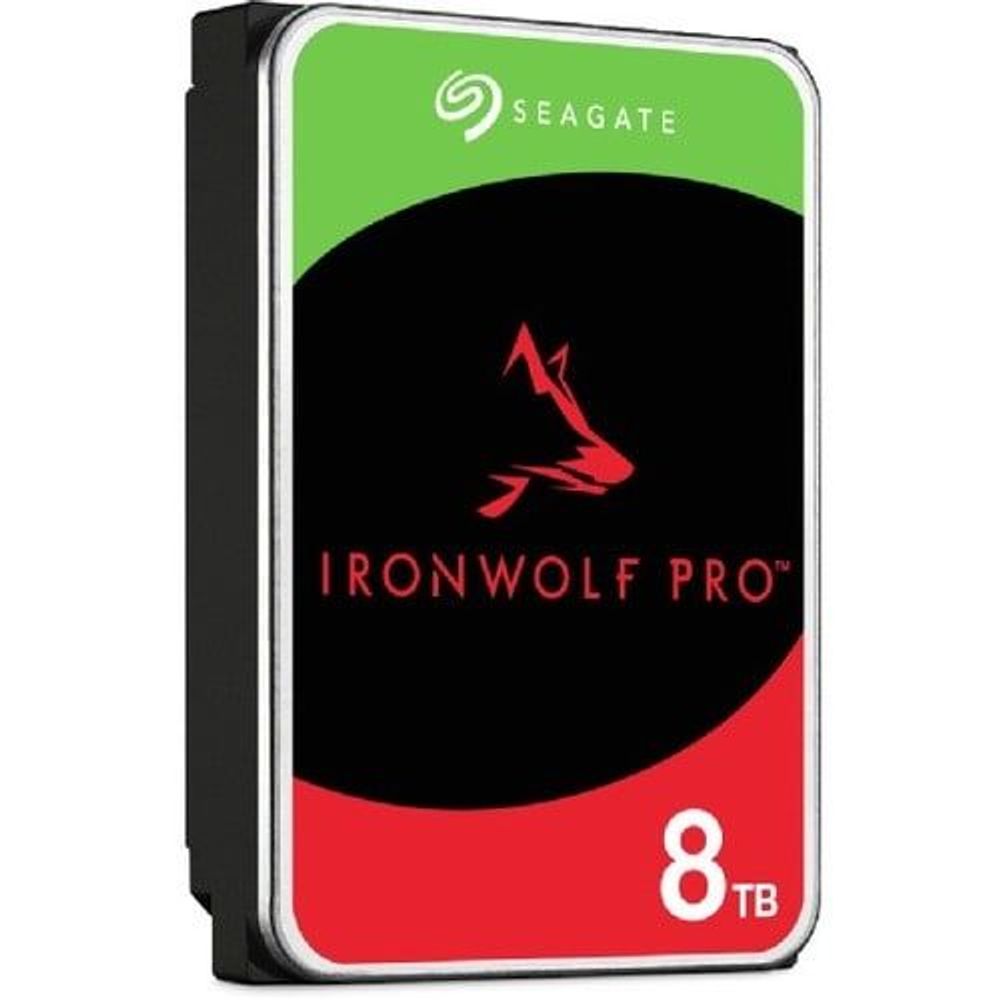 Seagate IronWolf Pro 8TB 3.5-inch SATA hard drive, angled front view