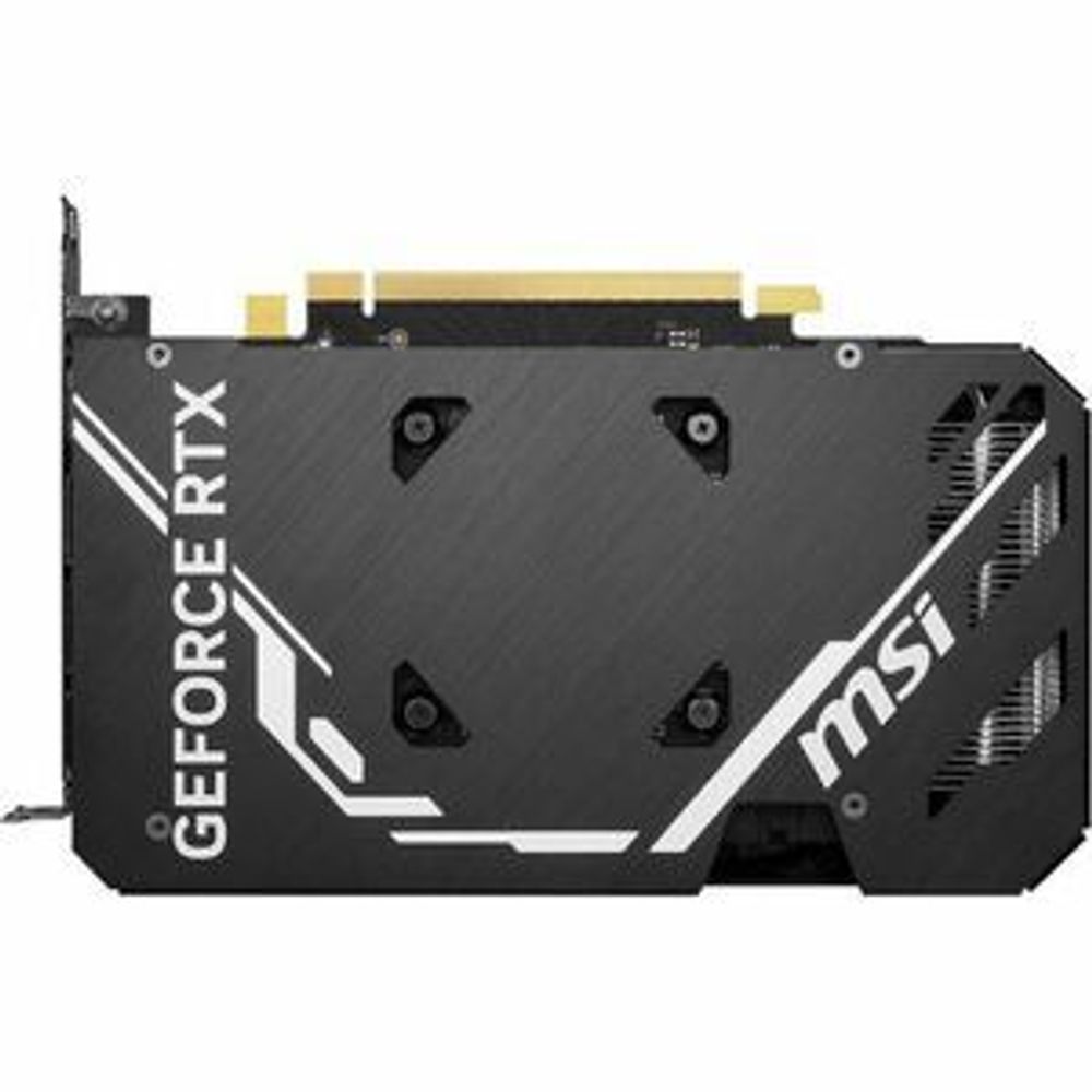 MSI graphics card side view with RTX branding and fan vent cutouts