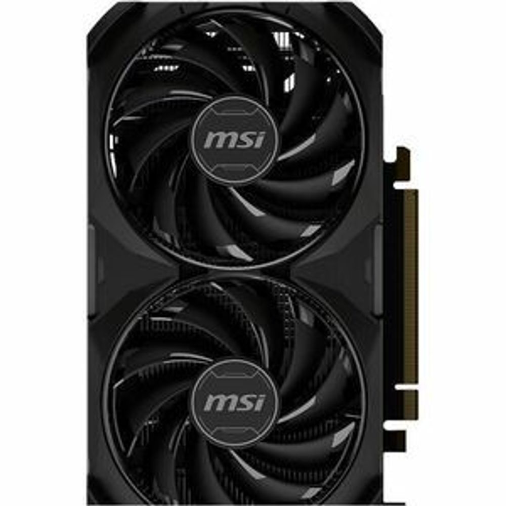 MSI graphics card front view with dual fan heatsink in dark finish