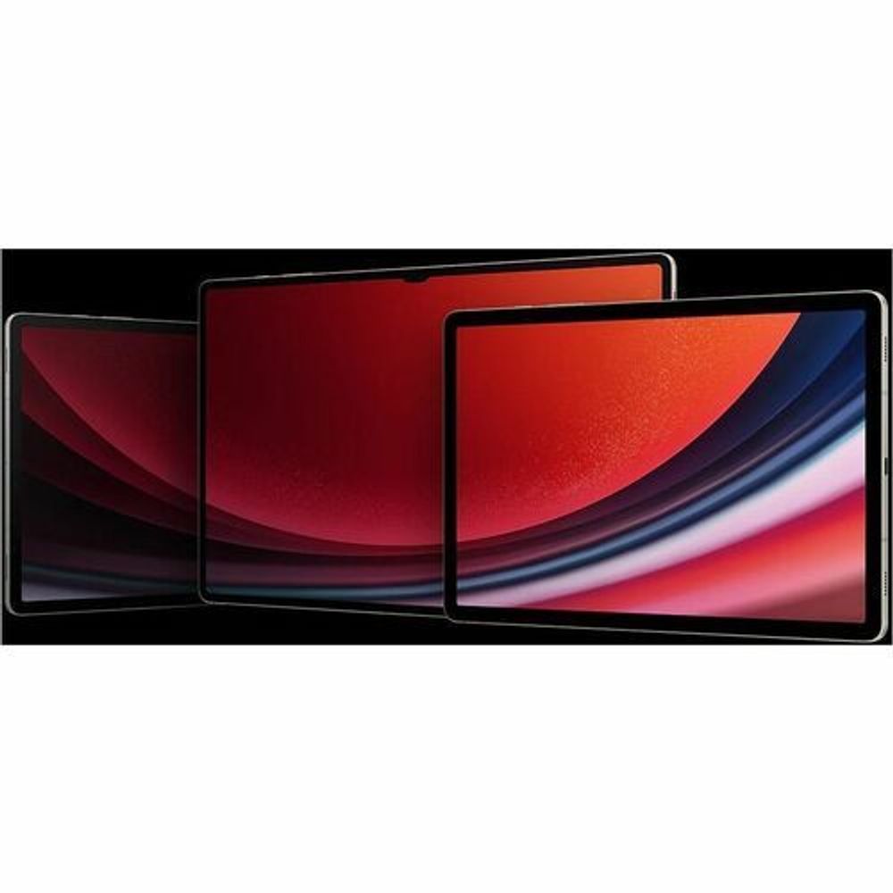 Samsung rugged tablet front screens, red and blue display on stacked tablets