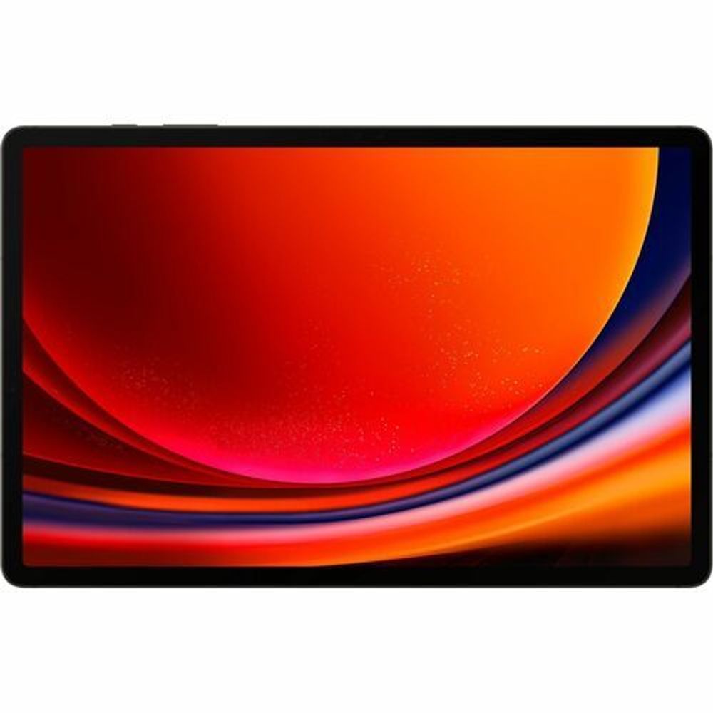 Rugged tablet front view with vibrant red-orange blue wallpaper display