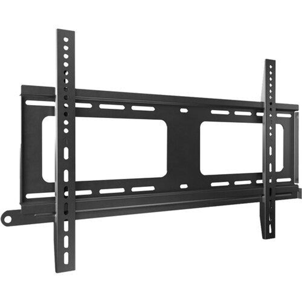 Black display wall mount bracket with slotted horizontal bars and rails