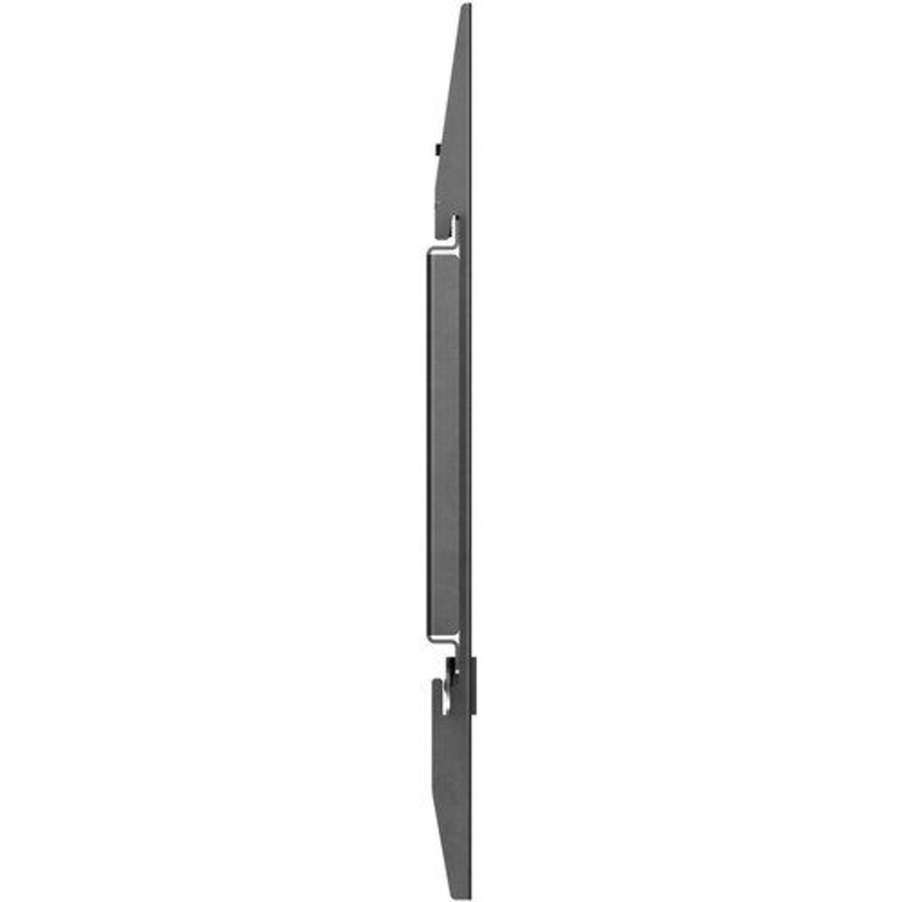 Black wall mount bracket side profile with narrow arm and mounting holes