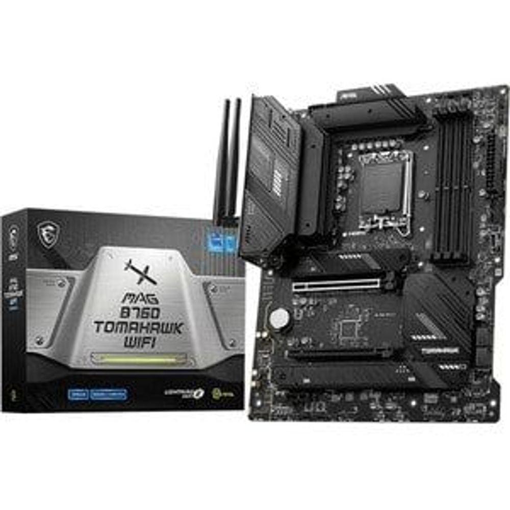 MSI MAG B760 Tomahawk WiFi motherboard and box label set