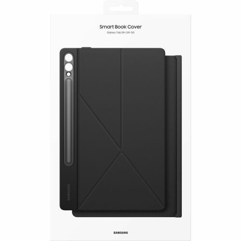 Samsung smart book cover for tablet, black folio case with diagonal design