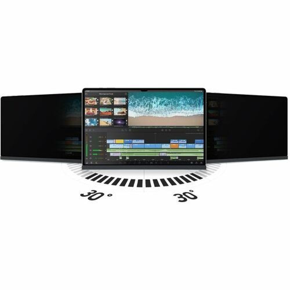 Privacy screen protector film with viewing-angle arrows on tablet screen