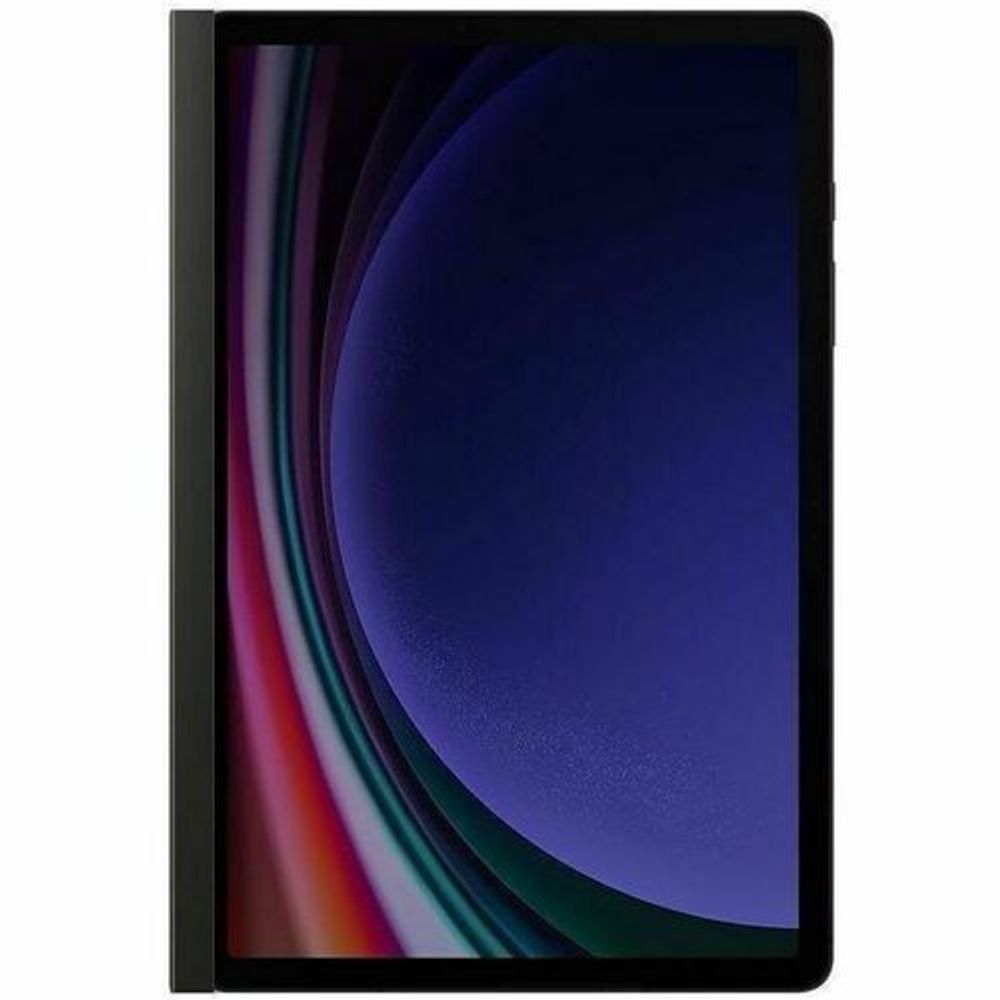 Black privacy screen protector installed on tablet display with dark border frame