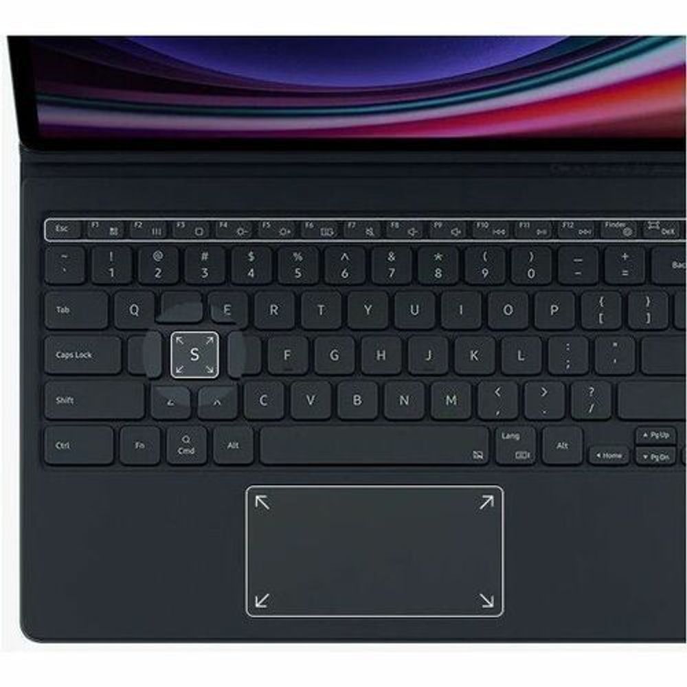 Black keyboard cover case with trackpad for Galaxy Tab S9+ tablet