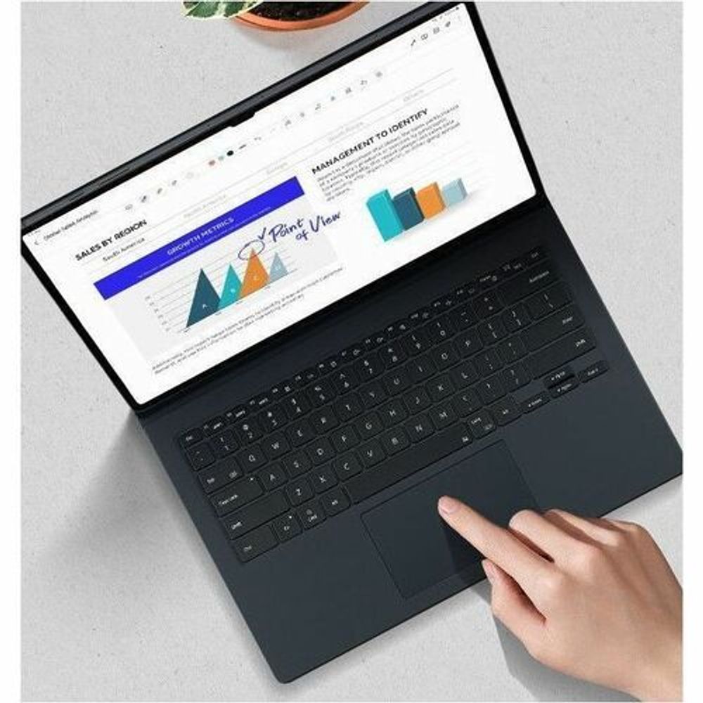 Black tablet keyboard cover case in use with on-screen display and keyboard