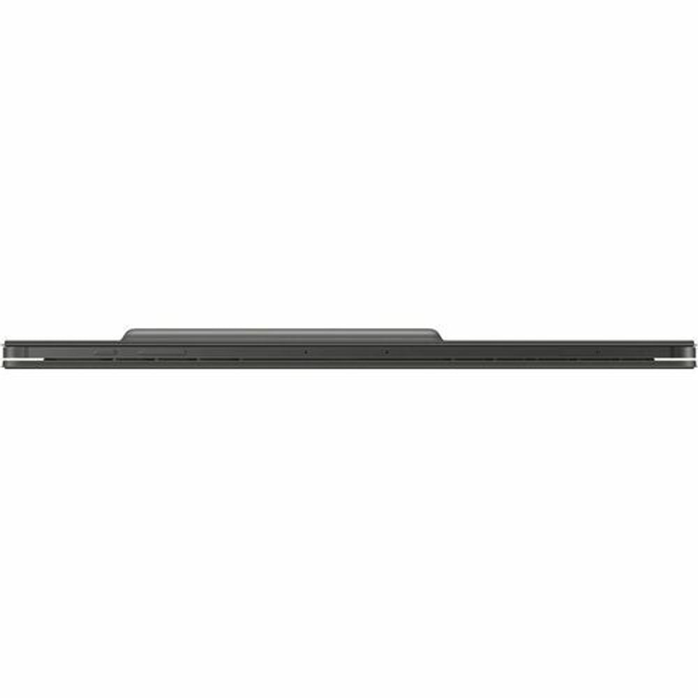 Black book-fold keyboard case side profile with slim edge