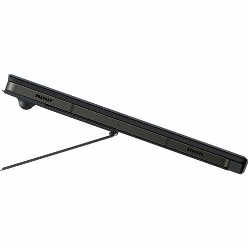 Samsung keyboard cover case with built-in stand legs and side port strip.