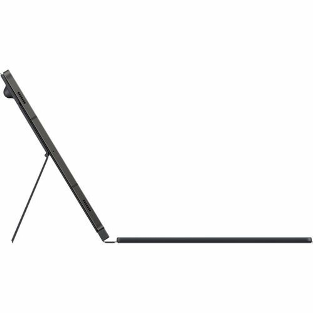 Samsung slim book-fold cover case showing side profile and stand support.