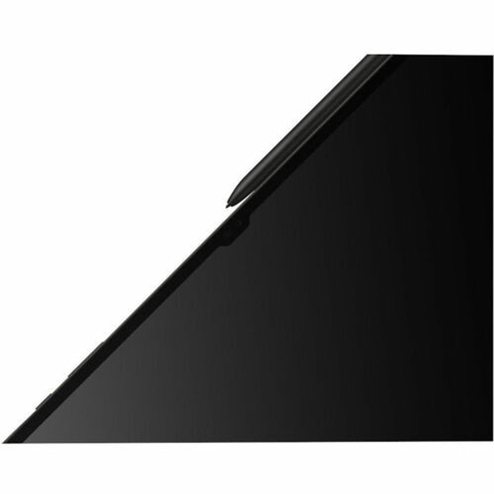 Black stylus tip hovering near tablet display edge