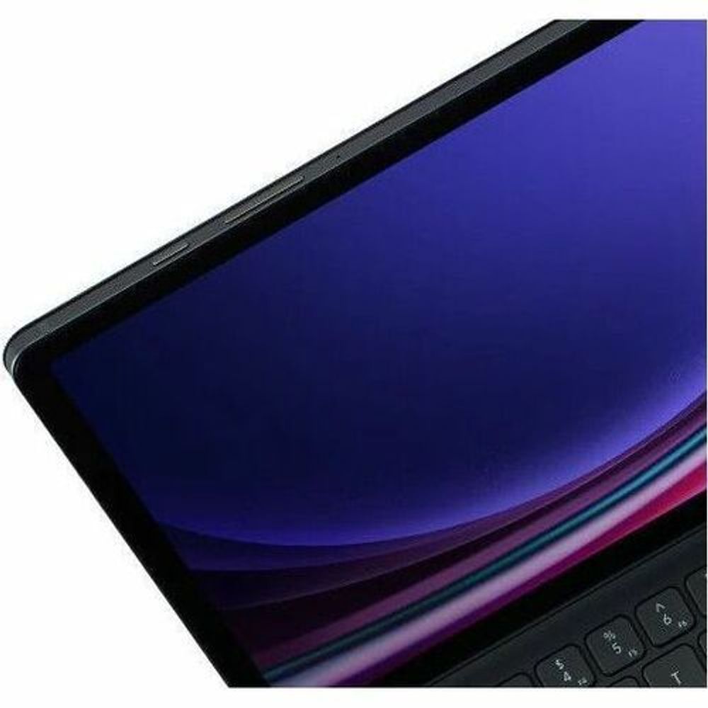 Close-up of tablet edge with keyboard folio case