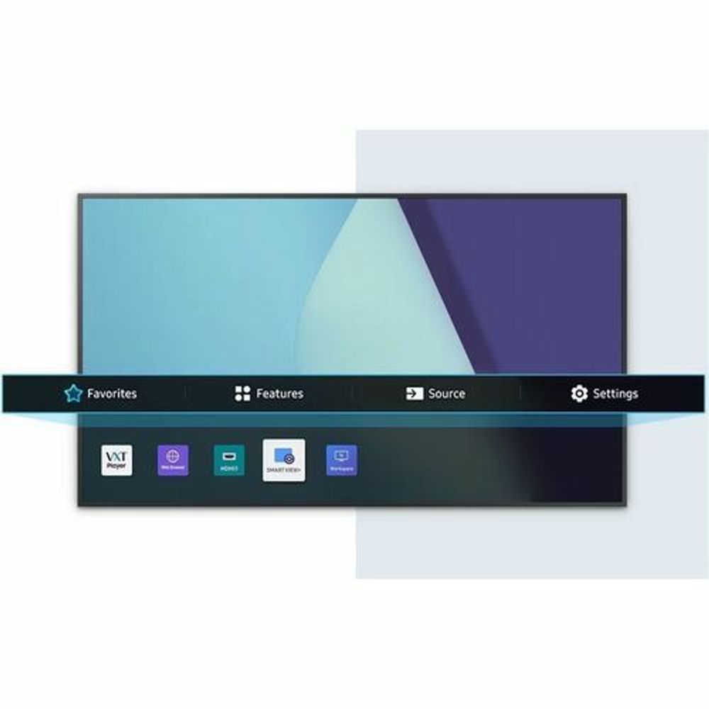 42.5 in Samsung digital signage LCD showing on-screen menu bar and icons