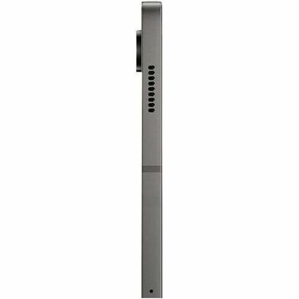 Rugged tablet side view with buttons and speaker grille, gray finish