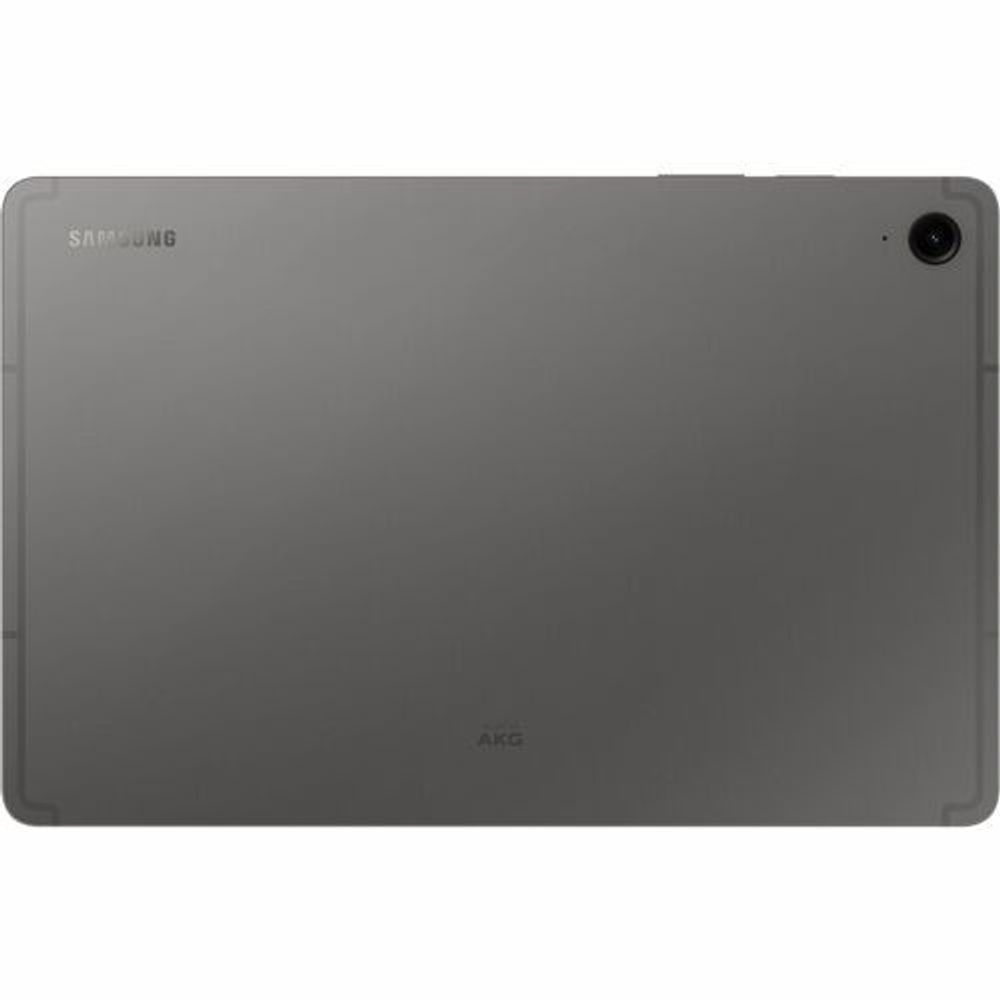 Galaxy Tab S9 FE 5G tablet back, Samsung logo, camera at top-right, gray finish