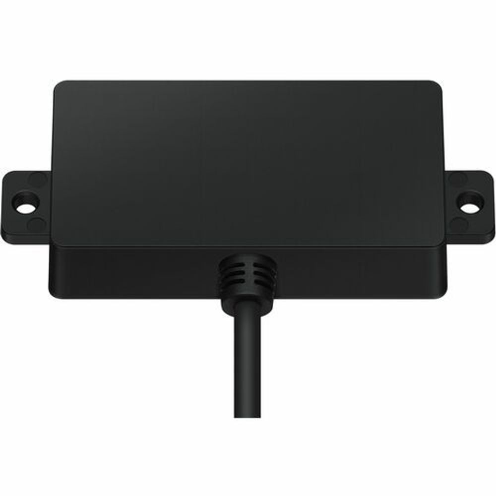 External cable module with black cover and attached power cable for outdoor LCD display