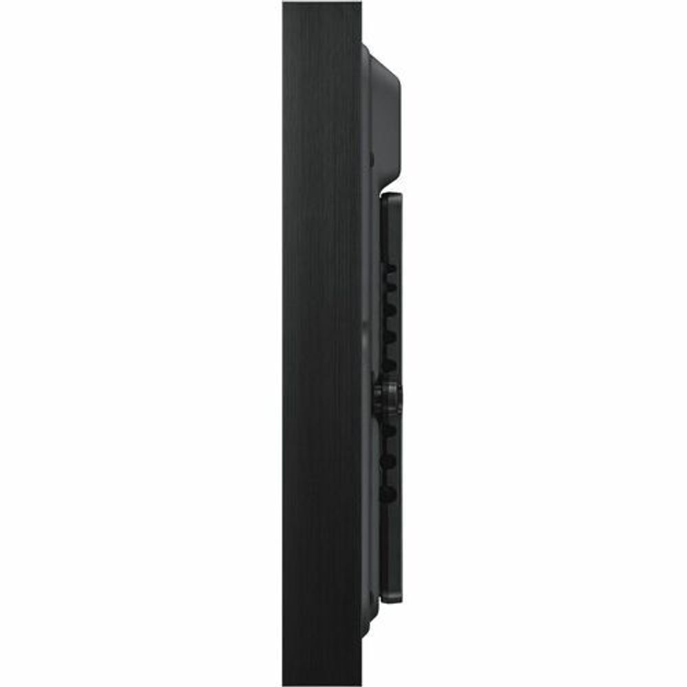 Side profile of black outdoor LCD display showing slim depth and edge ports