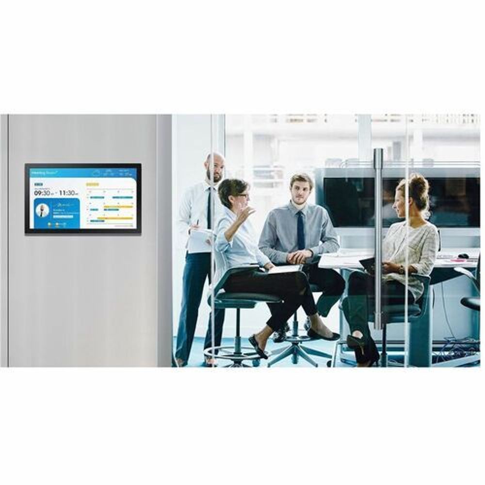 Outdoor LCD display screen showing business dashboard interface