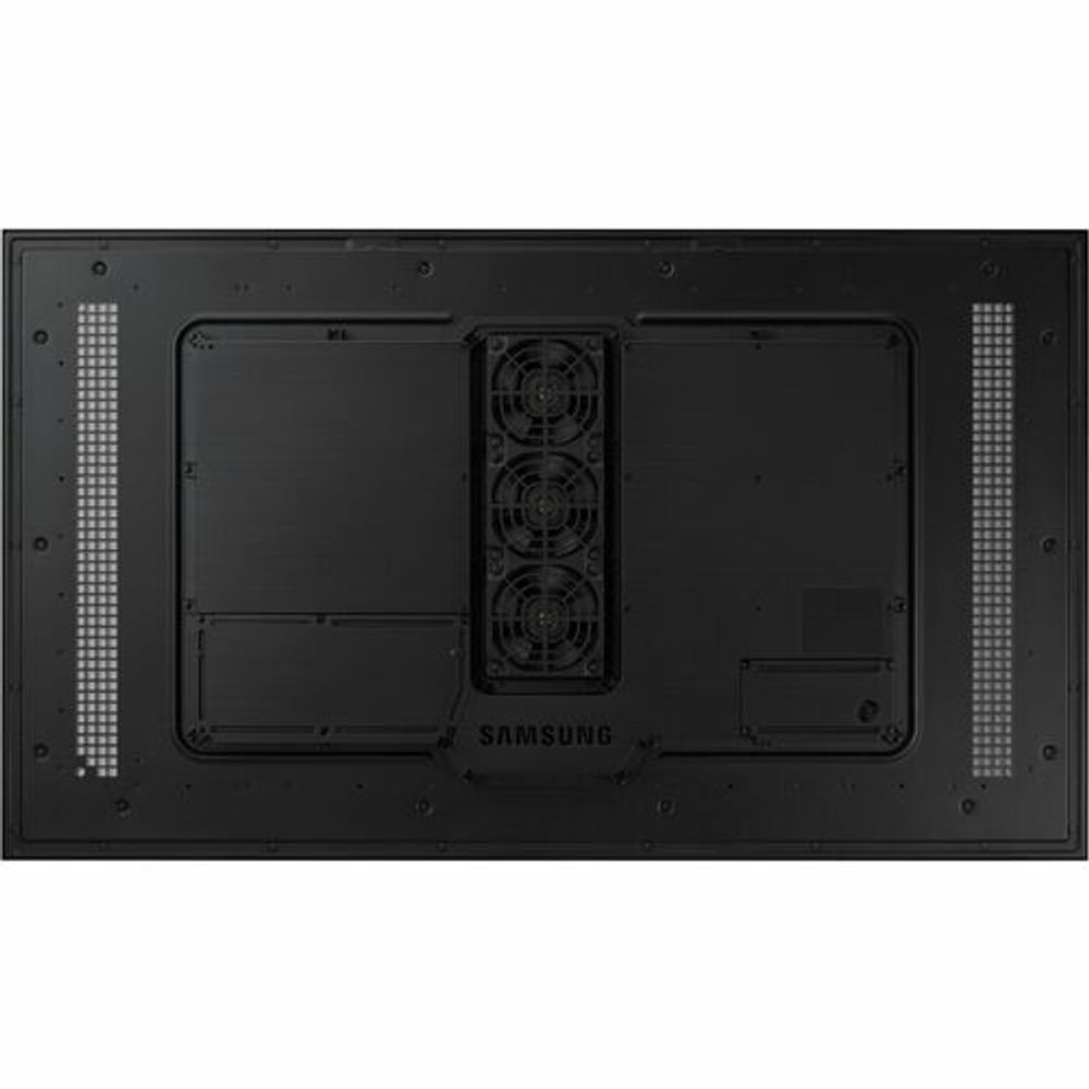 Back of Samsung outdoor LCD signage with fan grills and vented speaker openings