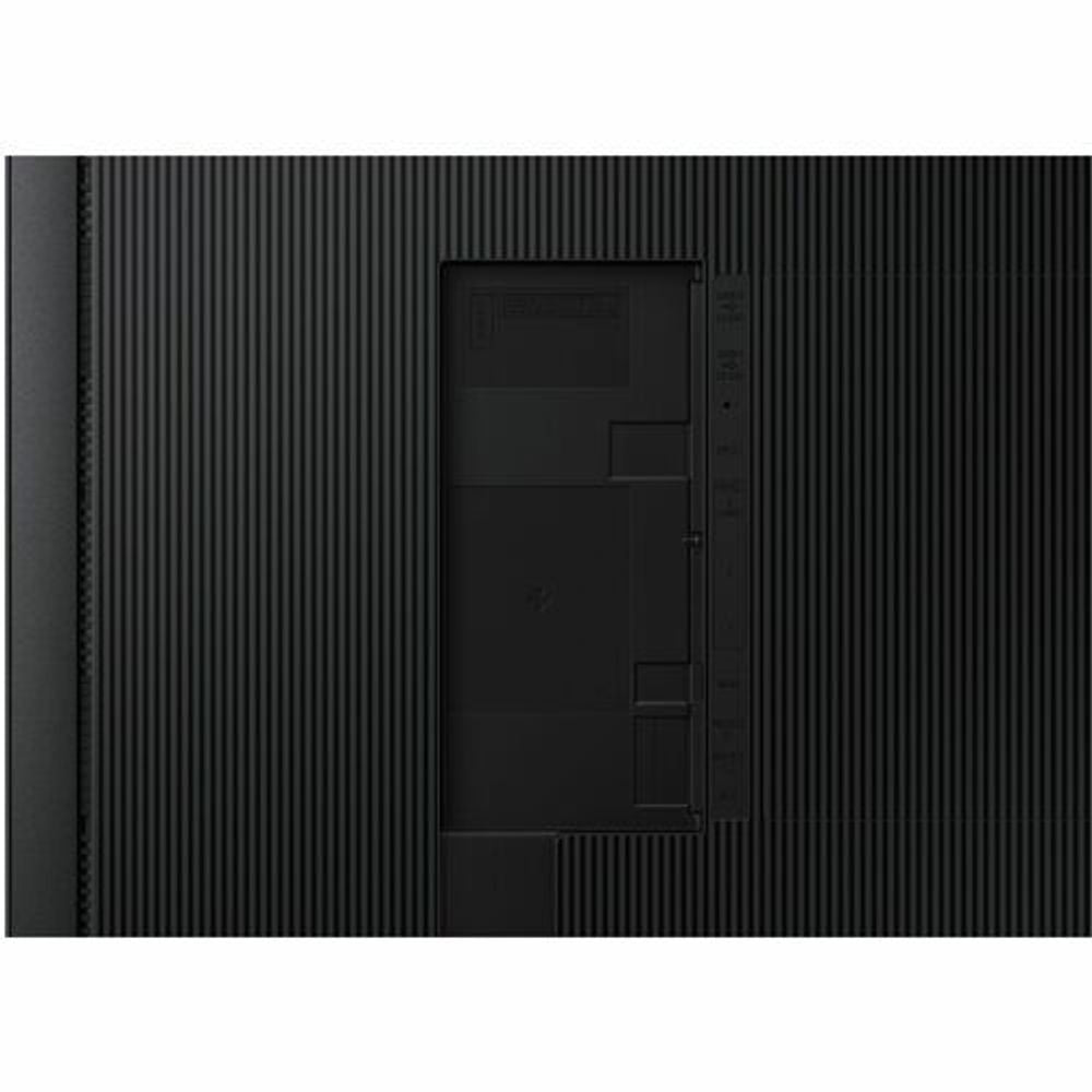 LCD digital signage display back panel with ports and slots, black finish