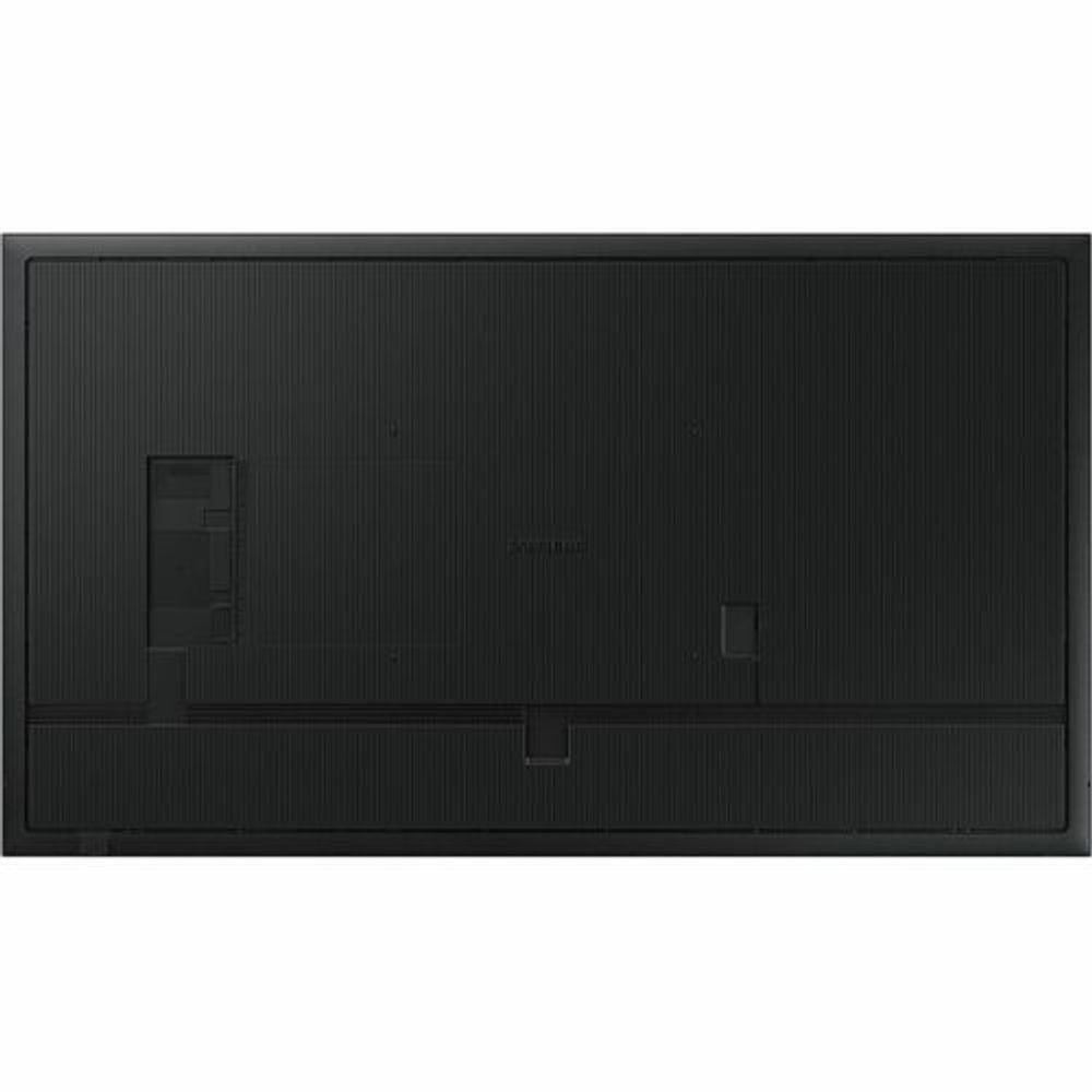 Digital signage display back panel with dark textured finish and mounting hardware.