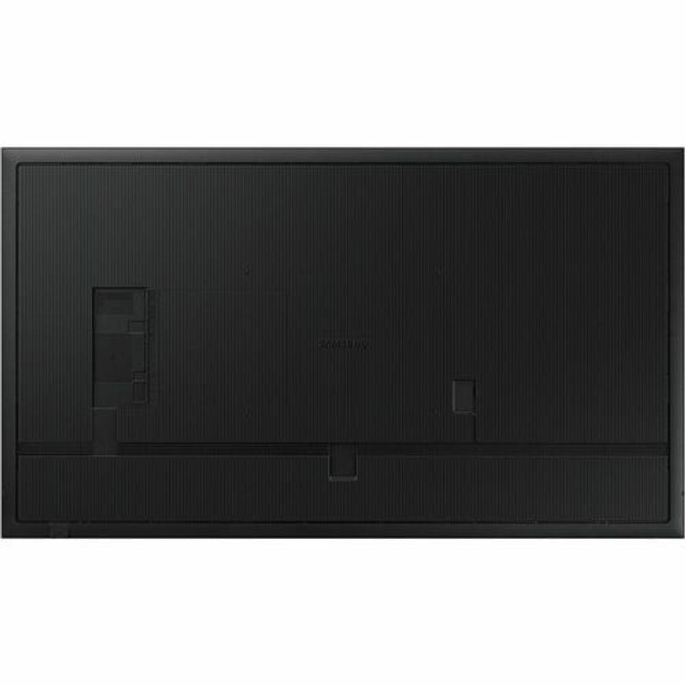 Digital signage display back panel with vents and mounting points, dark gray